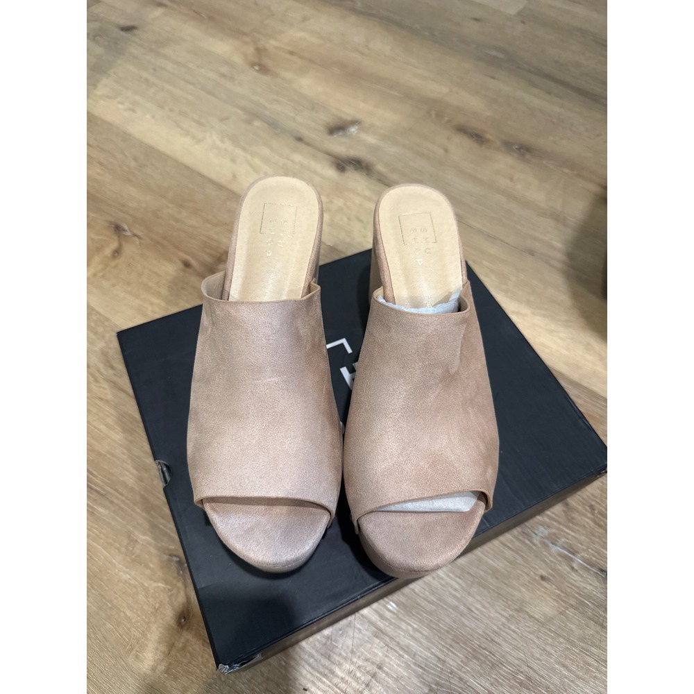 Size 9 Faux Suede Platform Mules - Picture 2 of 3